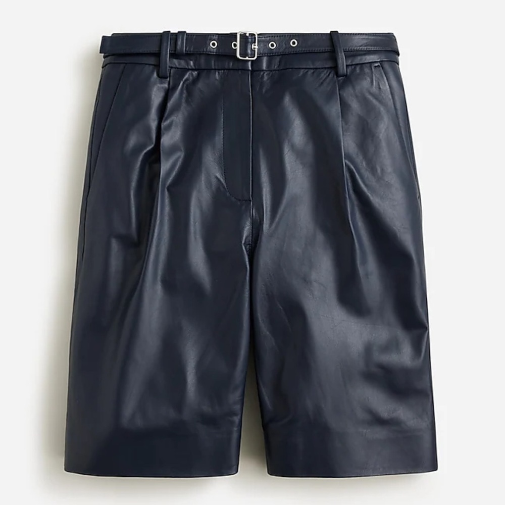 J crew Collection pleated trouser short in leather